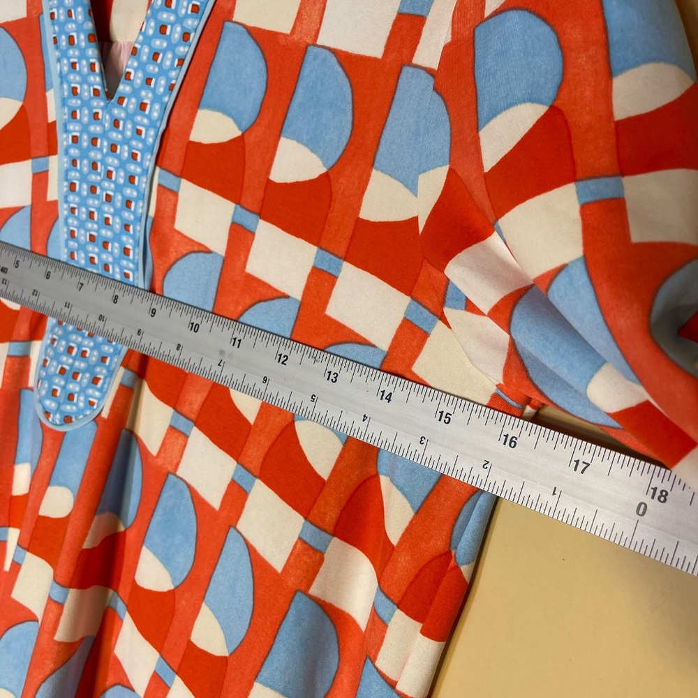 J. McLaughlin Red and Light Blue Geometric Shift Dress - Picture 10 of 10